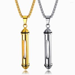 Pendant Necklaces Hollow Cylinder Removable Man Necklace Charm Stainless Steel Box Chain Jewelry Gift Drop