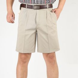 Shorts masculinos de verão masculino de algodão duplo de algodão alto solto Fve Ponto fino calças de meia-idade de meia-idade mais tamanho 30-46