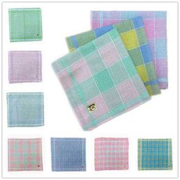 Polyester Cotton Plaid Light Colour Ladies Handkerchief Square Scarf Female Retro Handkerchief Towels 2929Cm Home Textile J220816