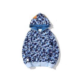 Men's Hoodies Sweatshirts Fashion Mens Shark Hat Embroidered Junior Blue Pink Bathing Male Trendy Couple Camouflage Curve Code M-2xl-6168.