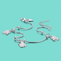 Anklets Summer Silver Chain 925 Genuine Sterling Anklet Cute Frog Pendant Women's Charm Body Jewelry Ankle Bracelet