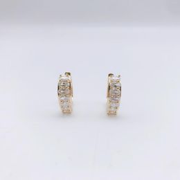 Hoop Earrings Female Luxury Crystal Round Wedding Jewellery White Zircon Stone Metal For Women