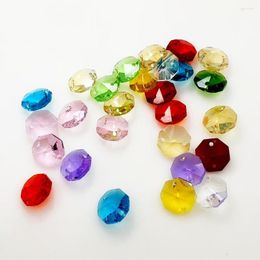 Chandelier Crystal 10/50pcs 14mm Colourful Glass Prisms Clear Octagonal Beads Pendant Chandeliers For DIY Light Lamp Part Decoration