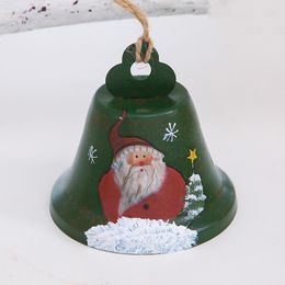 Christmas Decoration Wrought Iron Bell Santa Claus Snowman Bells Pendant Home Decor xmas Ornaments RRE15303