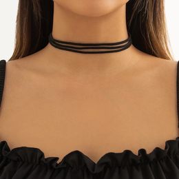 3 Colour Layered Leather Short Choker Necklace for Women Trendy Elegant Collar Fashion Jewellery Ladies Neck Accessories Gifts