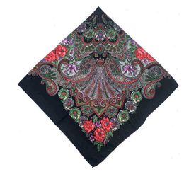 100100Cm Russian Style Floral Printed Scarf Women Square Handkerchief Ethnic Scarf Babushka Hijab Bandana Headband Scarves J220816