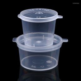 Storage Bottles 50Piece 27ml Plastic Takeaway Sauce Cup Reusable Containers Food Box With Lid Small Pigment Clear Kitchen