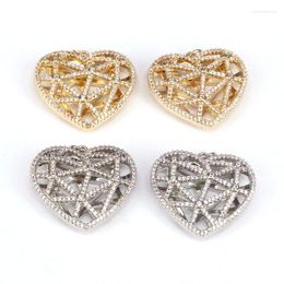 Pendant Necklaces 5Pcs CZ Micro Pave Fashion 3D Heart Charms Pendants Gold Colour Crystal Jewellery For Necklace