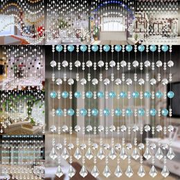 Curtain Teal Shower Crystal Glass Bead Luxury Living Room Bedroom Window Door Wedding Decor Tab Top Curtains 84 Length