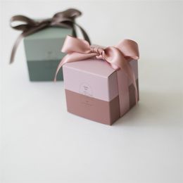Confezione regalo box regalo bomboniere per matrimoni Candy Boy Boy Girl Packaging Baschette di cioccolato Borse da regalo blu per forniture per feste per baby shower 221021