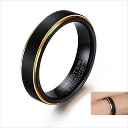 Wedding Rings Wedding Rings Fashion 5Mm Tungsten Ring For Men Simple Black Goldcolor Band Gift Jewellery Accessoriescr0015 Drop Deliver Dhidl