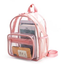 Clear Backpack Waterproof PVC School Bag Transparent Backpack Purses with Reinforced Strap See Through BookBag Candy Color