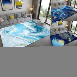 Carpets Abstract Blue Marble Carpet 3D For Living Room Nordic Style Rug Beside Table Rectangle Chair Mat Water Absorption Bath Floor