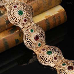 Belts Luxury Moroccan Style Caftan Decorative Belt Hollow Design Rhinestone Inlaid Ladies Wedding Dress Waist Chain Jewelry Gift