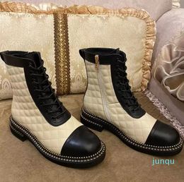 71 Martin Boots Top Designer Luxury Classic Fashion Leather Colour Matching Lace Up Low Heel Knight 35-41 2022 New Lingge Box Dust Bag
