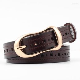 Belts Cowhide Women's Belt Fashion Noble Gold Pin Buckle Soft Genuine Leather For Women Jeans Dresss Shorts Luxury Strap