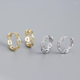 Hoop Earrings 925 Sterling Silver Earring Fashion Geometric Zircon Hollow Chain Ear Ring Buckle French Style Trend Woman Girl Jewellery