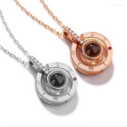 Chains 2022 Arrival Rose Gold&Silver 100 Languages I Love You Projection Pendant Necklace Romantic Memory Wedding