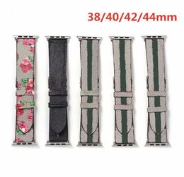 G designer Strap Watchbands 38mm 40mm 41mm 42mm 44mm 45mm iwatch 7 6 5 4 3 2 bands Leather bee snake flower Bracelet Fashion Stripes