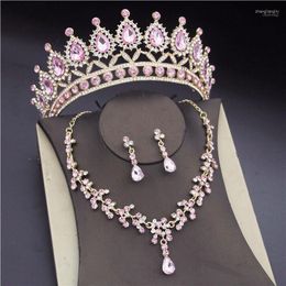 Necklace Earrings Set & Luxury Wedding For Women Bridal Tiaras And Crowns Necklaces Gorgeous Crystal Bride