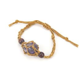 Irregular Natural Crystal Stone Handmade Braided Charm Bracelets Adjustable Beaded Rope Jewellery Fashion Accessories