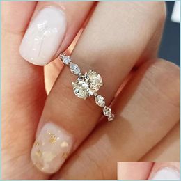 Wedding Rings Wedding Rings Bride Jewellery For Women Korean Cubic Zircon White Gold Colour Accessories Gift Girlfriend Jewellery Whole Dh0Jw