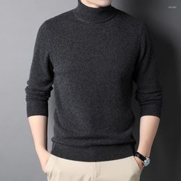 Men's Sweaters Cashmere Turtleneck Thick Men's Luxury Wool Solid Colour Autumn Winter Computer Knitted Simple Male 3XL