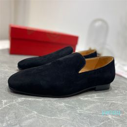 New Men Oxford Designer Brand Black Suede Genuine Leather Square Toe Wedding Dress Shoes Fashion Flat Shoes Business Loafers 38