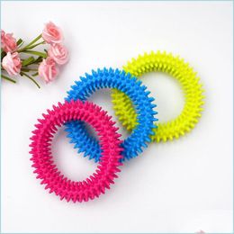 Dog Toys Chews Pet Toys Dog Biting Ring Toy Soft Molar Rubber Bite Cleaning Tooth Educational Mtiple Color 174 K2 Drop Delivery 20 Dhtuf