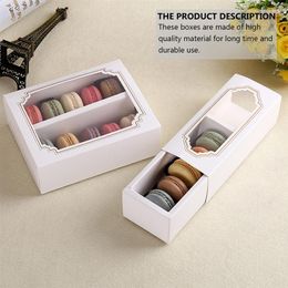 Gift Wrap Box Boxes Packing Macaron Packaging Dessert Candy Macaroon White Bake Wrapping Paper Cake Cookie With Window Container