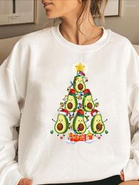 Women's Hoodies Avocado Funny Tree Style Clothing Merry Christmas Lady Print Fashion Woman Female Graphic Sweatshirts Women Pullovers