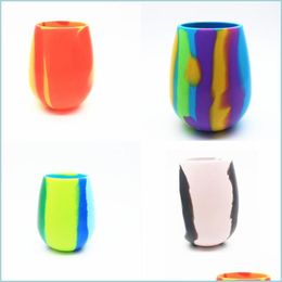 Wine Glasses Wine Glass Camouflage Sile Beer Unbreakable Stemless Cups Collapsible Coffee Mugs Resuable Drinkware 4 Designs Optiona 3 Dh05M