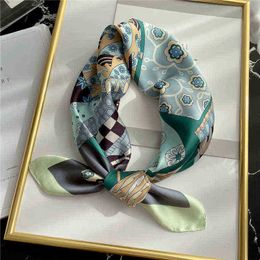 Square Handkerchief Hijab Scarves Female Fashion Headband Scarf For Women Small Scarves Wraps Bandana Head Bag Scarf 7070Cm J220816