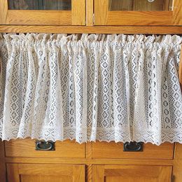 Curtain American Geometric Hollow Lace Kitchen Short Curtains Valance Cotton Thread Crochet Tulle For Living Room Bedroom #4
