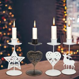 Candle Holders Star Elk Christmas Tree Tea Light Decorations Iron Classic Candles Stand Xmas Party Candlestick