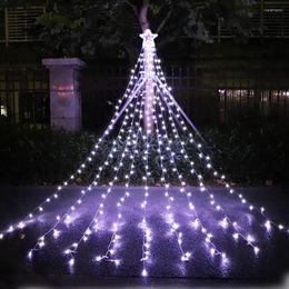 Strings Decorations Star String Lights 317 LED Waterfall Christmas Tree Light Topper Indoor Outdoor For Yard Party