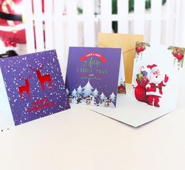 Christmas 3D Gilding Greeting Card Santa Claus Snowman Scarf Pattern Thicken Postcard Cartoon Handwriting Blessing Cards GCB16596