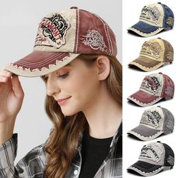 Ball Caps Fashion Embroidered Baseball Cap Washed And Frayed Distressed Spring Autumn Cotton Soft Hats For Women