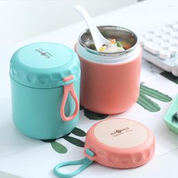 Dinnerware Sets 430Ml Thermal Lunch Box Container With Spoon Steel For School Vaccum Cup Soup Insulated Tool