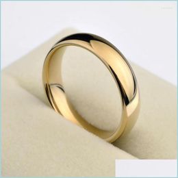 Wedding Rings Wedding Rings Classic 1Pcs Gold Colour Alliance Couples Tungsten Band Engagement For Men Women 3 5/5Mm Width Comfort Fi Dheai