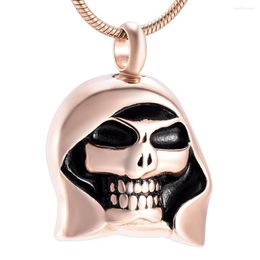 Chains IJD9967 Stainless Steel Skeleton Skull Cremation Necklace For Ashes Urn Keepsake Memorial Pendant Locket Men Jewelry