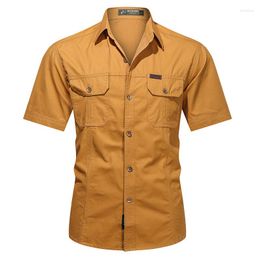 Men's Casual Shirts Cargo Shirt Men Multi-pocket Outdoor Military Cotton Man Men's Clothing Summer Short Sleeve
