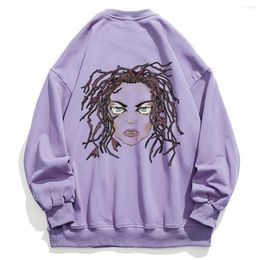 Women's Hoodies Spring Punk Goth Character Sweatshirts Vintage Women Fashion Streetwear Oversized Pullover O-neck Long Sleeve Aesthetic Tops