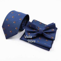 Hedgehog Penguin Bird Seahorse Cute Animal Tie Sets Men Bow Tie Pocket Square Butterfly Handkerchief Daffodil Gift Accessory J220816