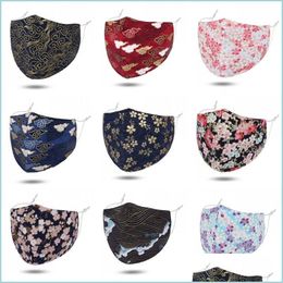 Designer Masks Flower Print Dust Face Masks Gold Stam Fashion Mascarilla Reusable Breathable Anti Smoke Mascherine Custom Kids Adt 4S Dhdnj