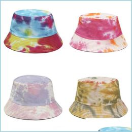 Wide Brim Hats Tie Dyed Bucket Hats Outdoors Colour Flat Fashion Four Seasons Peic Cap New Pattern Travel Sunshade Sunhat Adt 10 5Yh Dhsm9