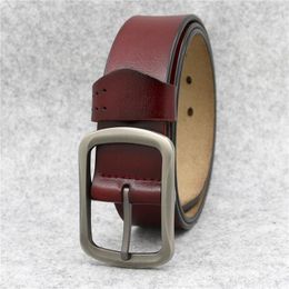 Belts TJ-TianJun Men Alloy Pin Buckle Leather Belt Fashion Casual Business Meeting Party Waistband Wide 3.8cm Four Size Choose TJQ564