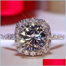 Wedding Rings Wedding Rings High Quality Classic Eternity Exquisite Original Sier Zirconia Diamond For Women Drop Delivery 2022 Jewel Dhapm