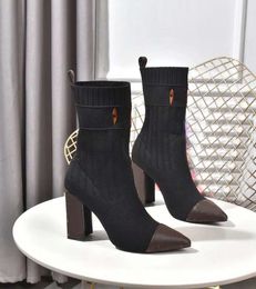 Fashion Boots Louiseity Casual Women Luxury Design Winter Warm Heel Snow Leather Thick soled Sock Boots Viutonity 2-03