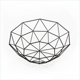 Storage Baskets Metal Fruit Basket Art Geometry Iron Wire Storage Baskets Living Room Home Table Ornaments Tray Simplicity Kitchen 6 Dhvoq